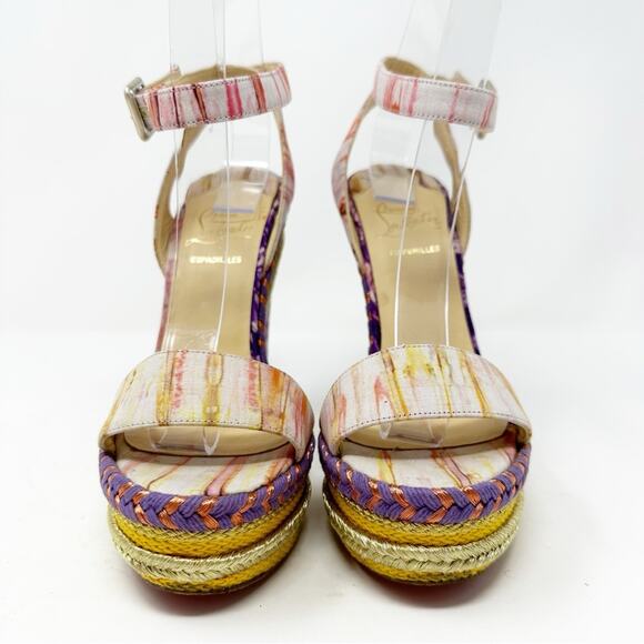 Christian Louboutin Cataclou Duplice Tie Dye Ankle Strap Wedge Sandals - Picture 3 of 13